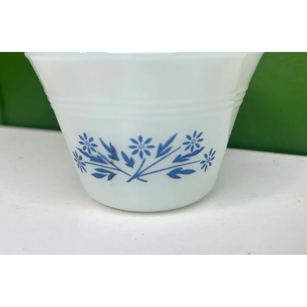 Vintage Pyrex Blue Onion Milk Glass Custard Cup Ramekin White 6oz 462 Bowl USA